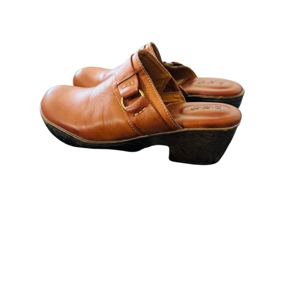 boc Brown Leather Mules with Decorative Strap